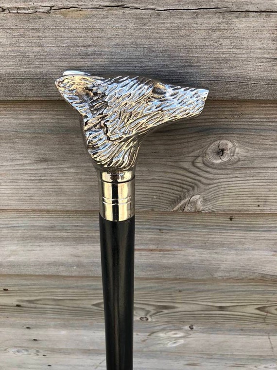 Handmade brass nautical fox face handle walking sticks vintage