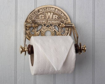 Victorian Toilet Roll Holder, GWR Brass with Screws, Great Western Railway Traditional Toilet Paper Holder