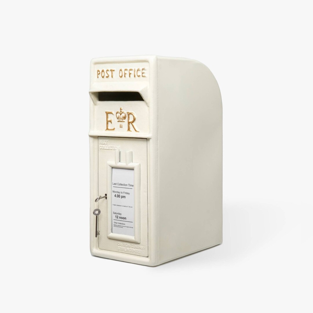 Royal Mail ER Post Box Cast Iron Mailbox Ivory, Stand/wall Mounted ...