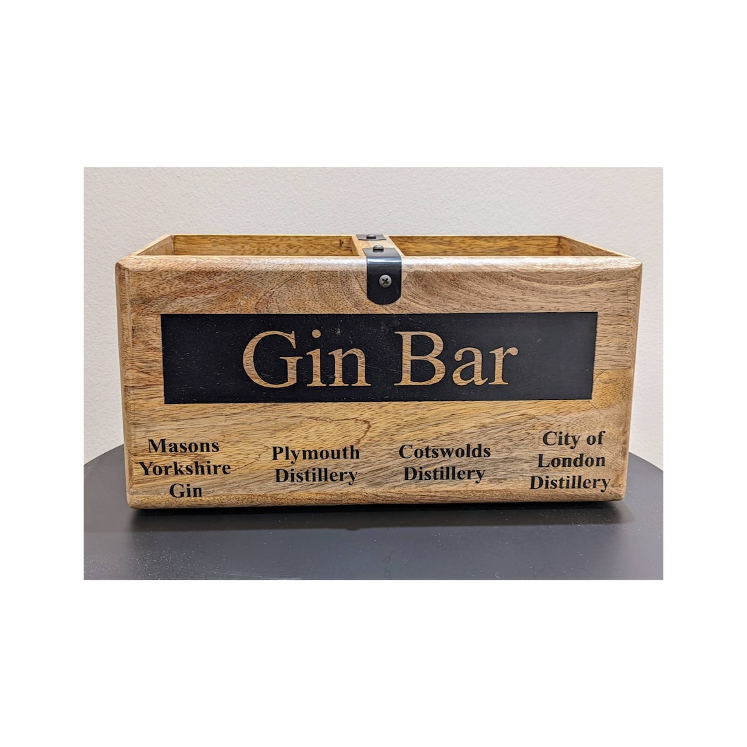 Wooden Storage Box Gin Bar Design, Bar Organiser, Bottle Holder, Wooden