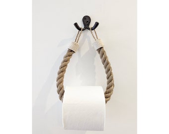 Retro Style Rope Toilet Roll Holder/Towel Rail Bohemian Design, Jute Toilet Paper Holder, Bathroom Decor Nautical Christmas Gifts
