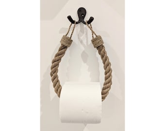 Retro Style Rope Toilet Roll Holder/Towel Rail, Jute Toilet Paper Holder, Nautical Decor, Bathroom Decorl