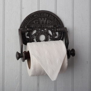 Cast Iron Victorian Toilet Roll Holder, GWR British Railway Decor, Rustic Toilet Paper Holder, Great Western Railway