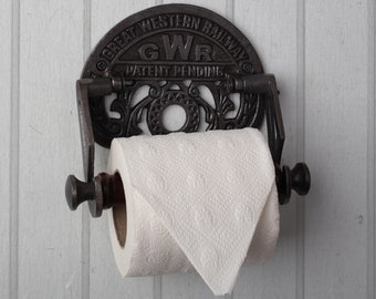 Cast Iron Victorian Toilet Roll Holder, GWR British Railway Decor, Rustic Toilet Paper Holder, Great Western Railway