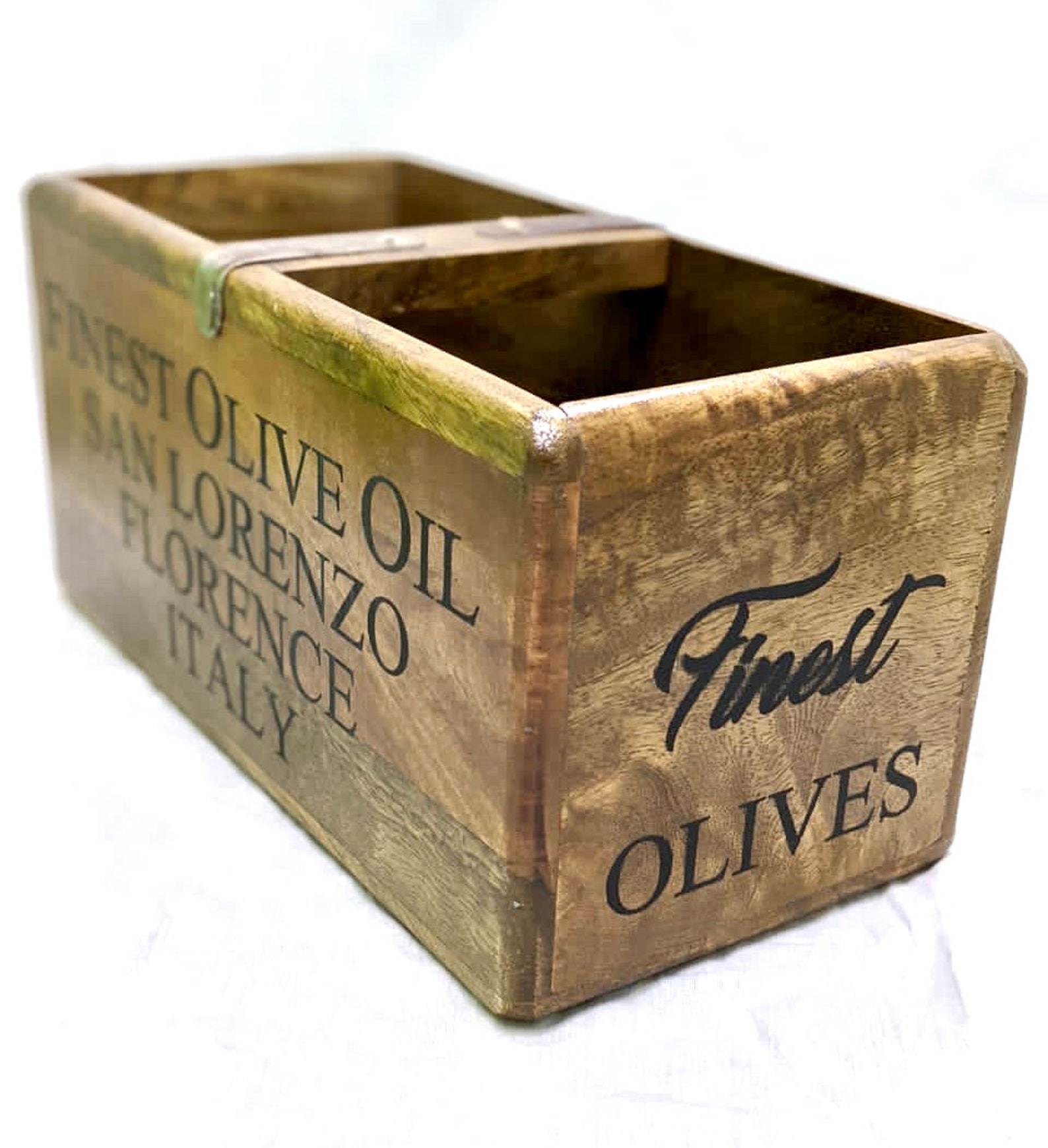 Wooden Storage Box Crate Finest Olive Oil Design Kitchen Etsy