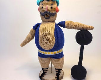 Louis the Strong Man, handmade crochet. Gwilami & Granny&#39;s Crochet Hook pattern