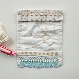 Miniature lace blanket and pillows / 1:12th scale dollhouse mini blanket / Vintage inspired miniature lace patchwork bedding and pillows