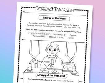 Printable Parts of the Mass Worksheet | Digital Download