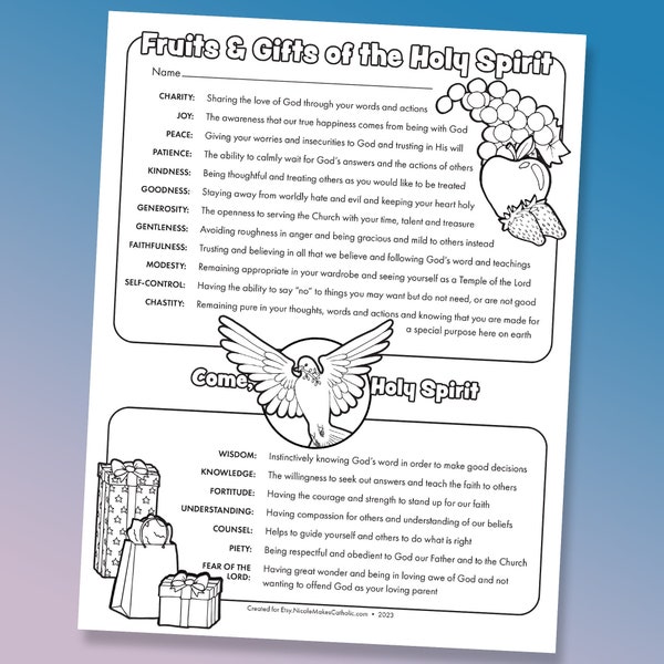 Printable Fruits and Gifts of the Holy Spirit Overview One Sheet | Digital Download