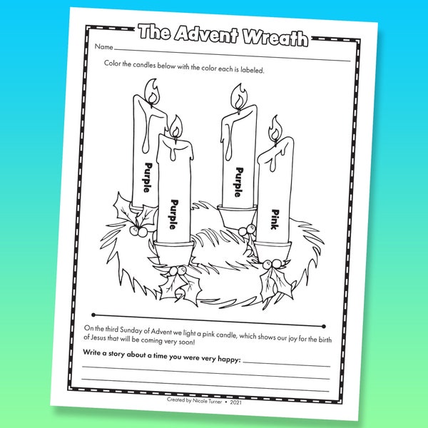 Printable Advent Wreath Worksheet | Digital Download