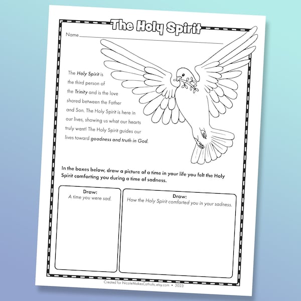 Printable Holy Spirit Worksheet | Digital Download