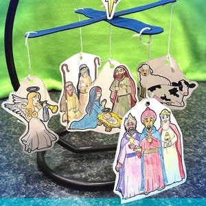 Druckbare Weihnachtskrippe Mobile Set Aktivität Papiervorlage | Digitaler Download