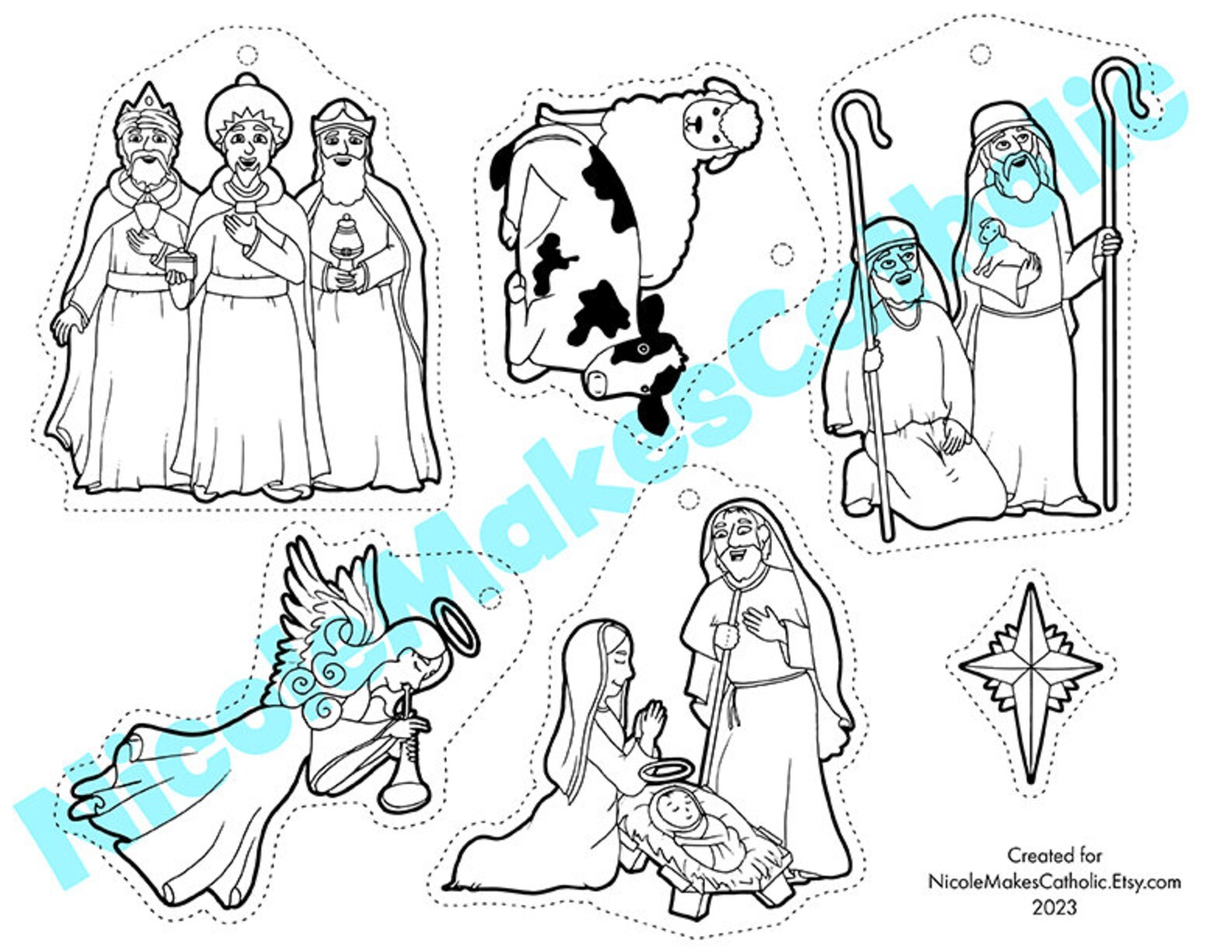 Printable Christmas Nativity Scene Mobile Set Activity Paper Template ...