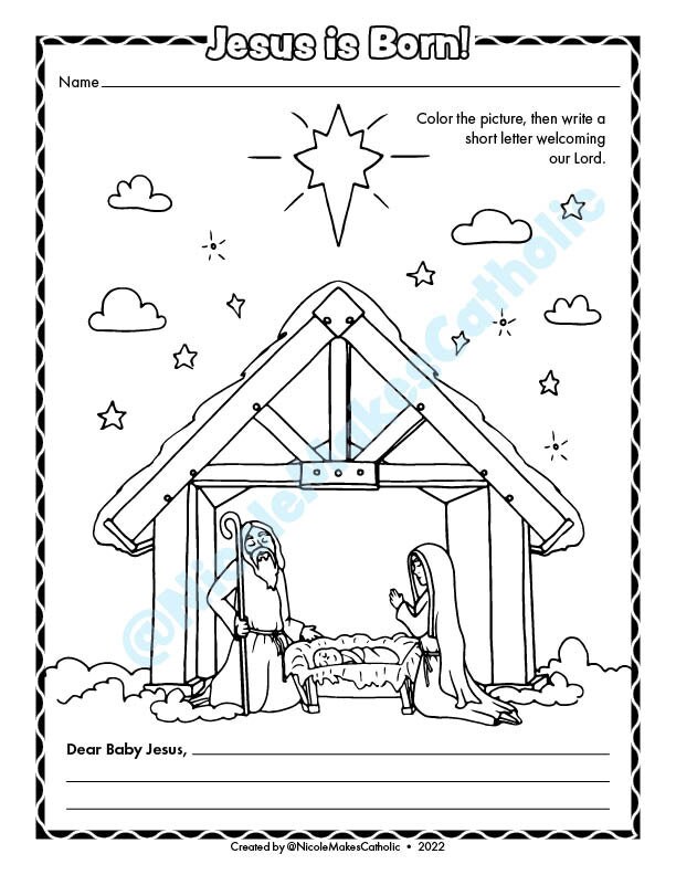 Printable Nativity Letter Worksheet Etsy