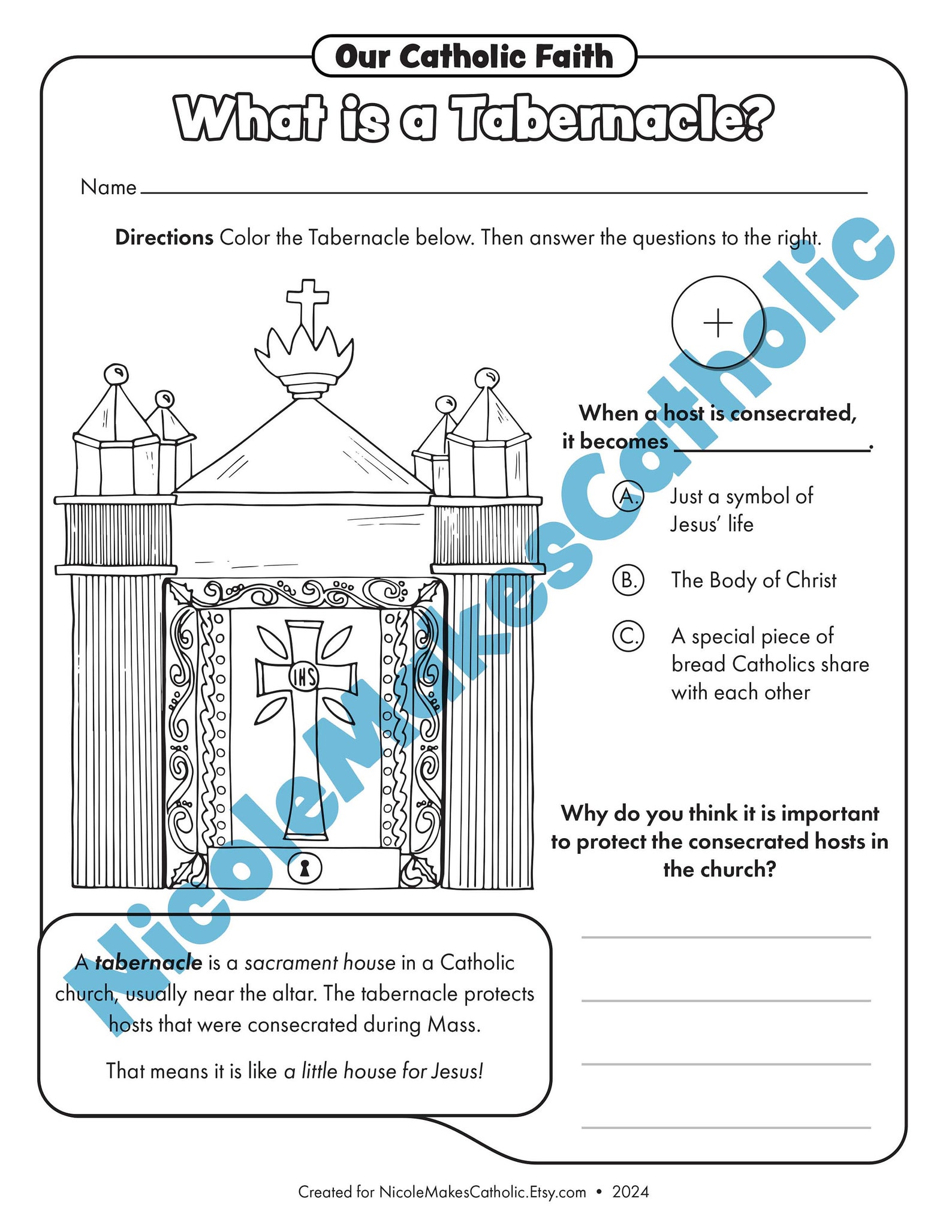 Printable Tabernacle Worksheet | Digital Download - Etsy
