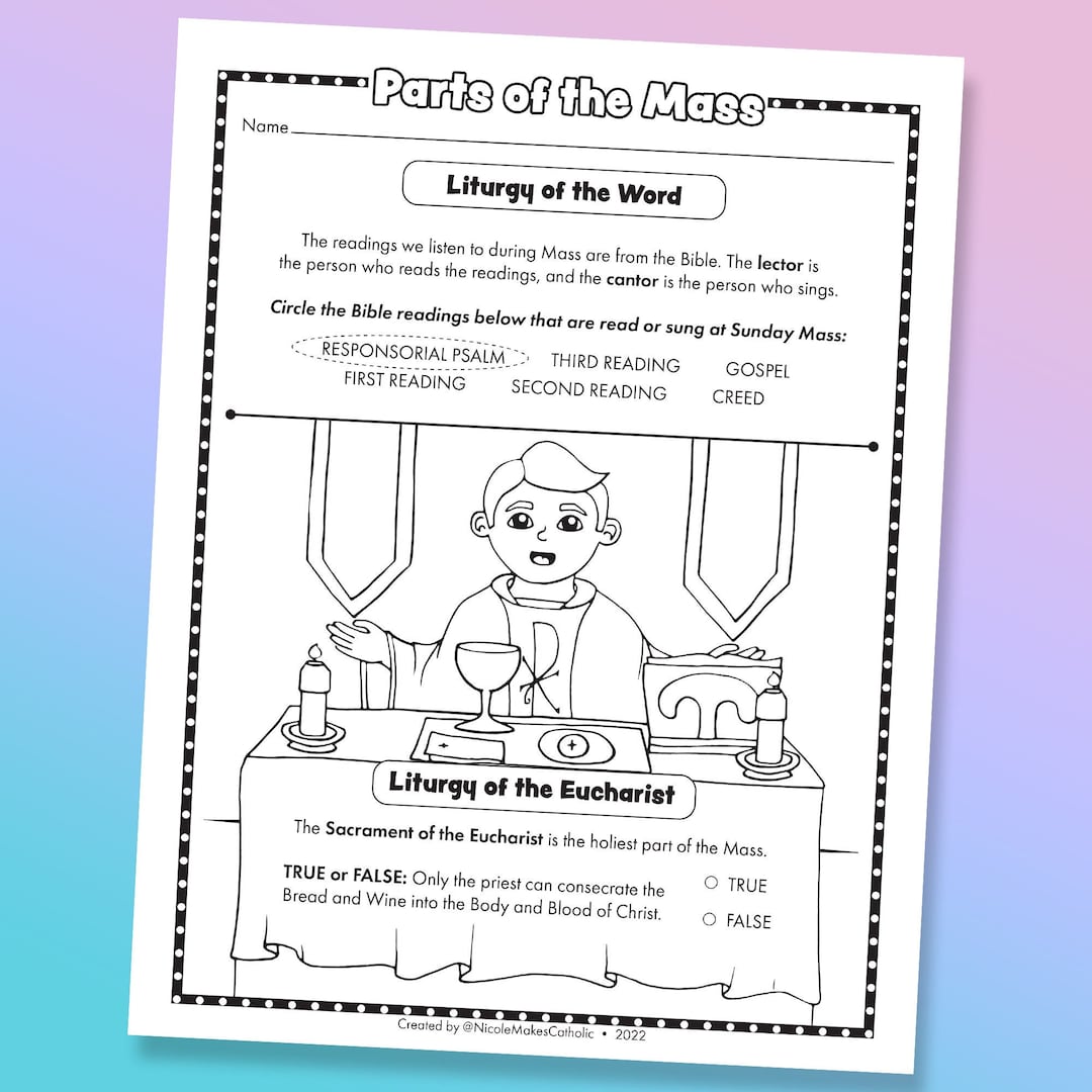 printable parts of the mass worksheet | digital download - etsy
