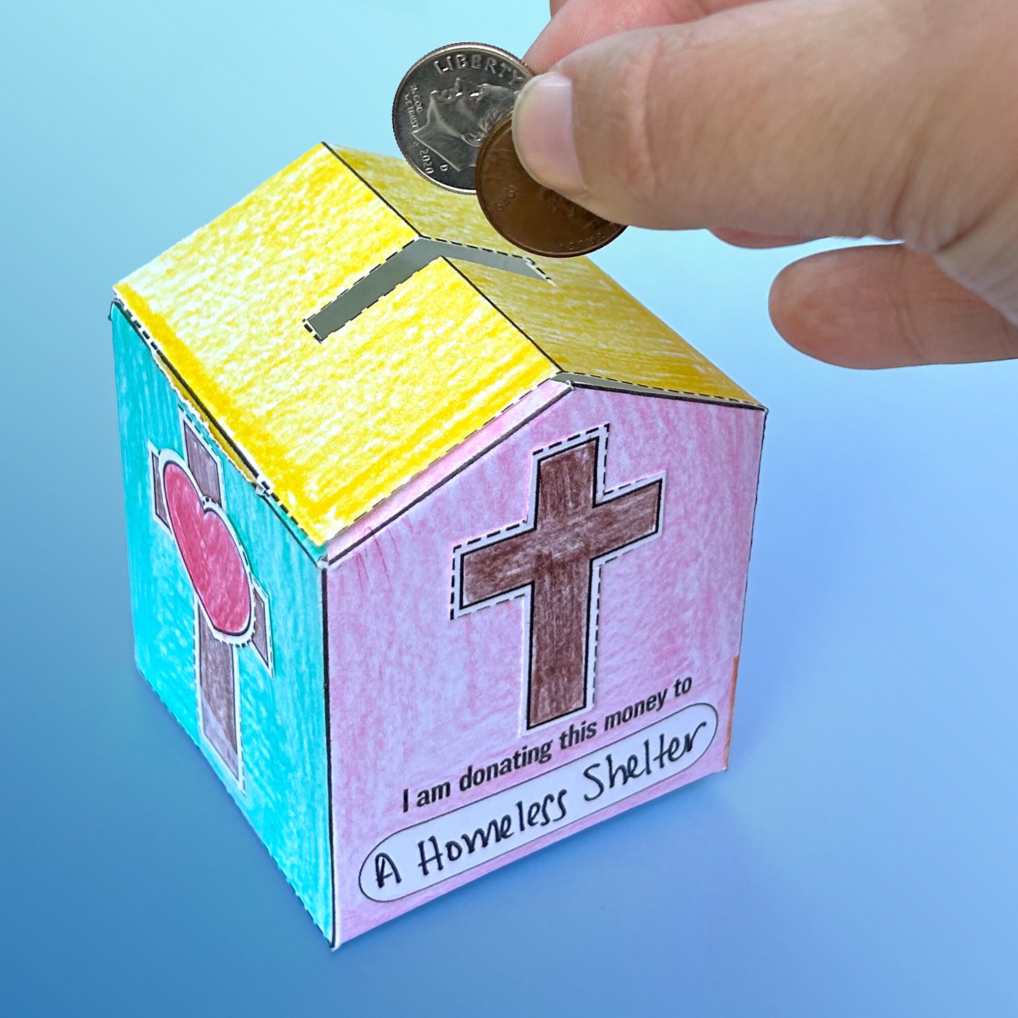 Printable Donation Box Paper Craft Activity Digital Download Etsy