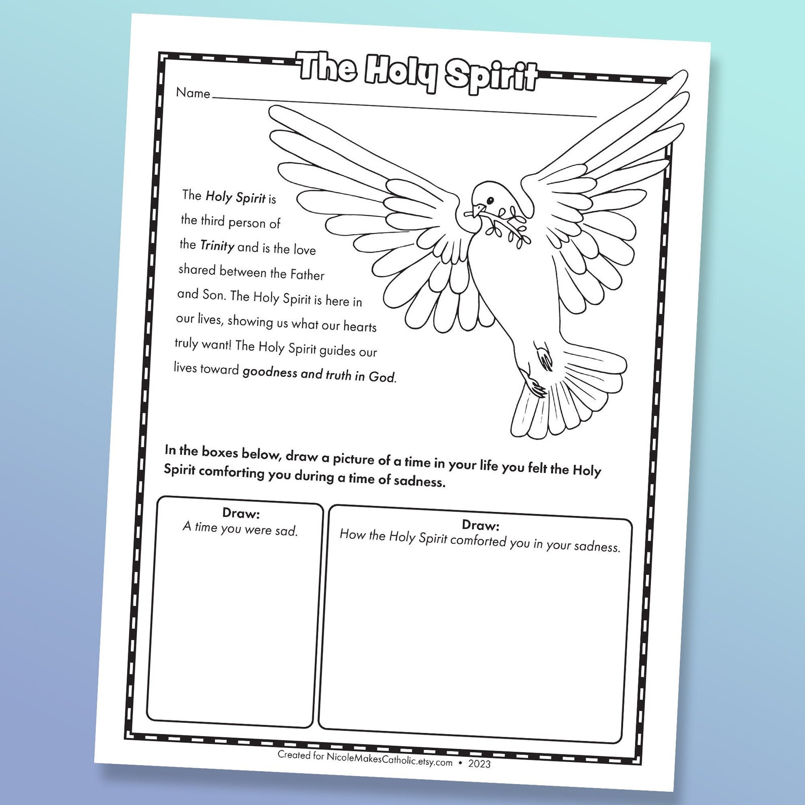 Printable Holy Spirit Worksheet - Etsy