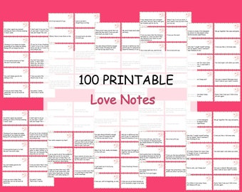 100 notas de amor PDF, tarjetas de notas de 100 días de amor, notas del día de San Valentín, regalo de aniversario, regalo de notas del día de San Valentín, regalo para ella