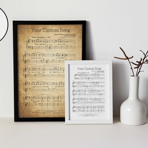 Printable Custom Music Sheet, Custom Song, Anniversary Gift, Birthday Gift, Valentine&#39;s Day Custom Gift