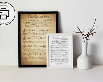 Printable Custom Music Sheet, Custom Song, Anniversary Gift, Birthday Gift, Valentine's Day Custom Gift