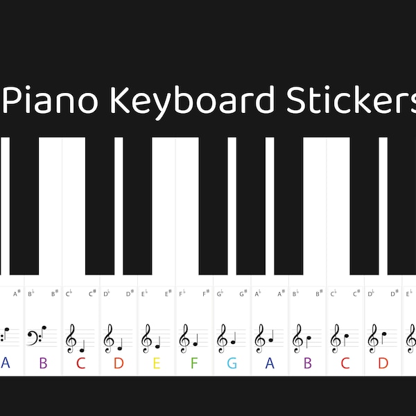 DIGITAL PRINTABLE Piano Keyboard Stickers For Beginners, Piano Educational Stickers, Piano Stickers