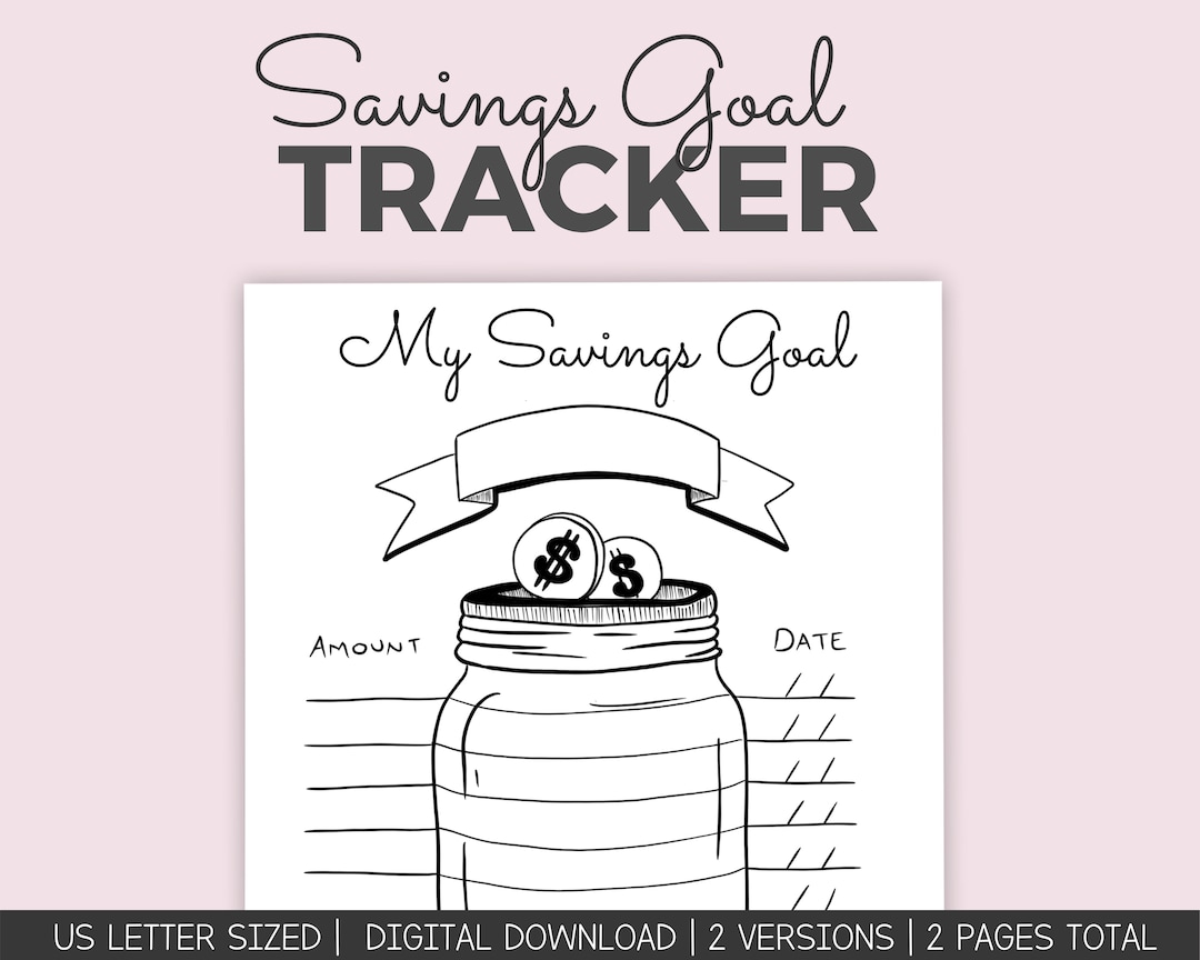 Savings Tracker and Printable Planner for Tracking Savings Goals | Savings Jar Printable ...