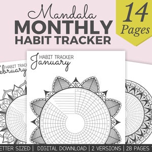 Mandala Monthly Habit Trackers