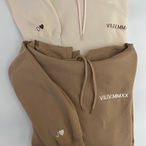 Embroidered Roman Numeral Anniversary Hoodie: Personalized Initial Sleeve