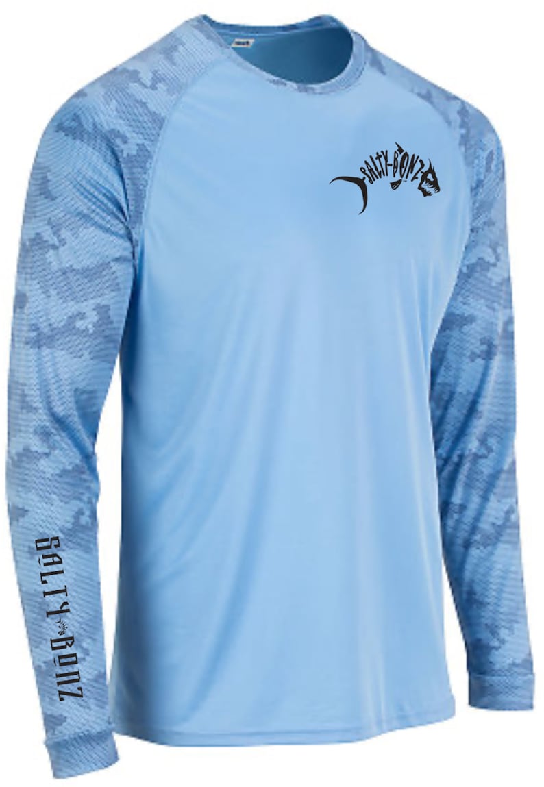 Boating and The Beach-7 Color options UPF Protection Perfect for Fishing Salty Bonz Long Sleeve Moisture Wicking Fishing T Shirt with 50