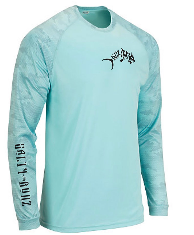 Boating and The Beach-7 Color options UPF Protection Perfect for Fishing Salty Bonz Long Sleeve Moisture Wicking Fishing T Shirt with 50