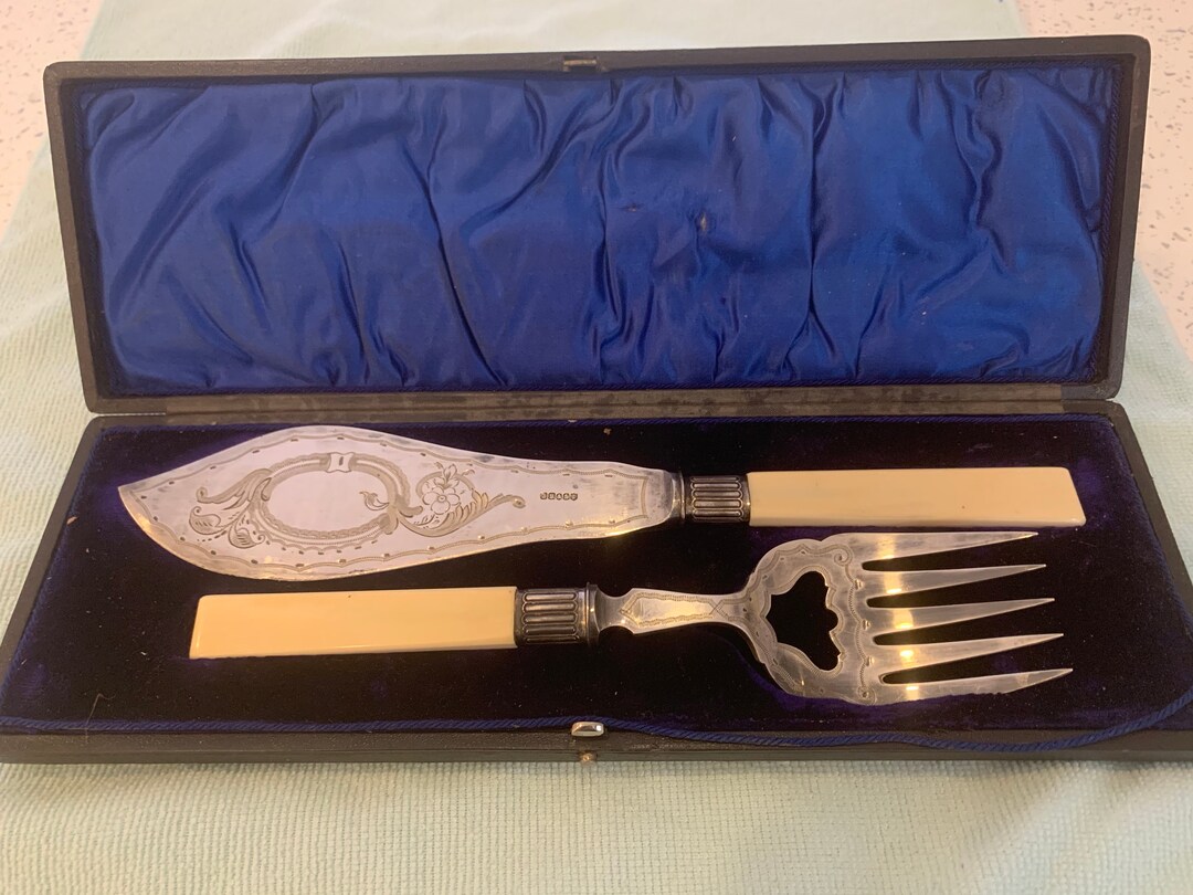 Antique Ornate Silver Plated Fish Servers Etsy