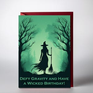 Wicked Birthday Card: Elphaba Green Smoke Silhouette (Digital Download)
