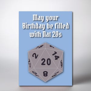 Dungeons & Dragons Birthday Card: Nat 20 Dice Roll (Printable PDF 5x7in Card)