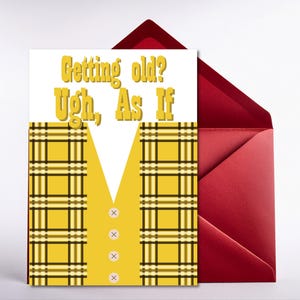 Clueless Birthday Card: 90s Movie, Cher Yellow Outfit (Digital Download)