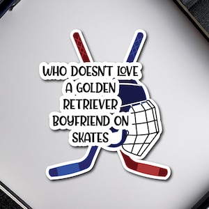 Golden Retriever Boyfriend Hockey Sticker | Bookish Reader Gift