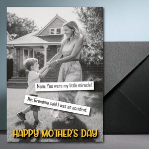 Cartão de Dia das Mães com Humor Negro | Cartão engraçado, download digital, cartão para impressão, presente para ela, presente para mãe, presente de dia das mães, dia das mães