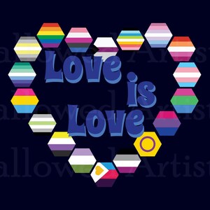 Love Is Love Pride Heart | Png Svg Dxf Digital Download | LGBTQ+ Pride Clipart for Cricut & Silhouette | T-Shirt, Sticker, Mug, Decal Design