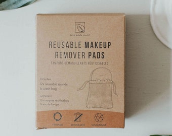 12x Reusable Makeup Remover Pads | Organic Bamboo Cotton Rounds Zero Waste