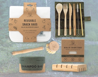 Zero Waste MVMT Camping Essentials Bundle | Eco-Friendly Gift Camping Set | Plastic-Free Products | Solid Dish Soap, Shampoo Bar