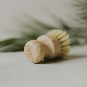 May include: A close-up of a wooden brush with natural bristles. The brush has a wooden handle with a small square logo that says "Save Our Planet".