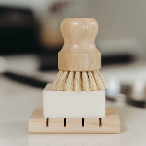 Zero Waste Dish Washing Bundle | Eco-friendly Solid Dish Soap Bar, Cedar Soap Tray & Bamboo Pot Brush, Complete Zero Waste Kit