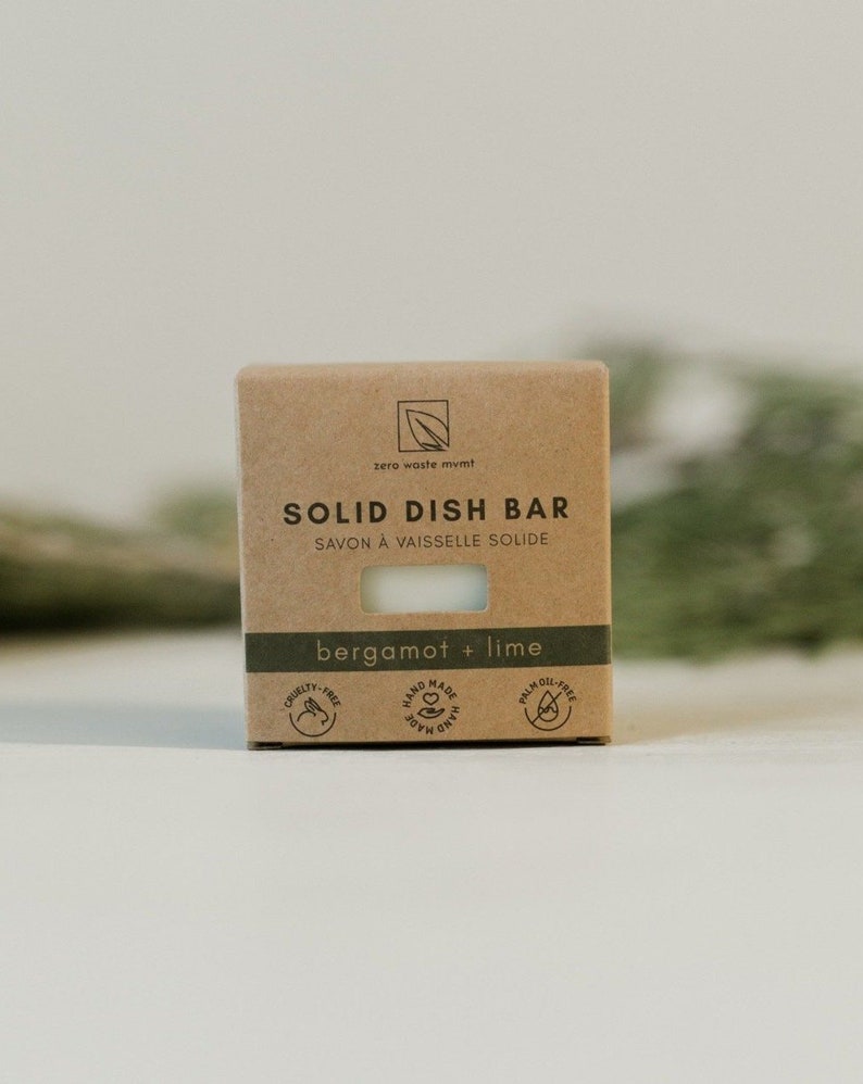 Zero Waste Dish Washing Bundle Eco-friendly Solid Dish Soap Bar, Cedar Soap Tray & Wooden Dish Brush, Complete Zero Waste Kit Dish Bar Only