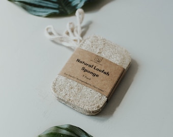 Lot de 3 éponges en luffa naturel | Laveur exfoliant biodégradable zéro déchet | Luffa pour la douche ou la vaisselle durable à base de plantes double couche