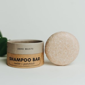 Zero Waste MVMT Shampoo Bar, Cedar + Patchouli | Solid Shampoo Bar for Natural Hair Care | Travel Container, 50+ Washes, pH Balanced