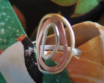 Women’s fashion ring made of sterling silver, copper and brass