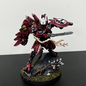 Commander Farsight Painted Miniature, Hand-Painted 40k Tau Leader, Custom Tabletop Figure, Collectible Sci-Fi Model