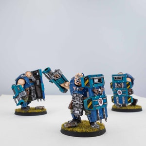 Painted Heavy Armored Ogryn Miniatures Set, Sci-Fi Bullgryn-Inspired Troops, 28mm Tabletop Wargame Figures, Custom Grimdark Infantry