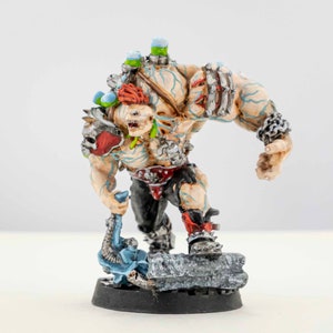 HandPainted Goliath Berserker Resin Miniature, Fantasy Sports Warrior, Unique Tabletop Figure, Blood Bowl Style, Custom Painted Gaming Mini