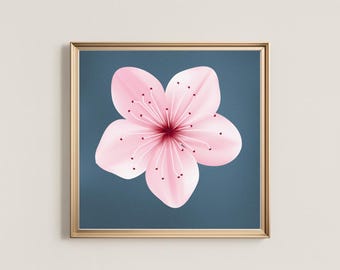Pink Blossom Flower Art Print | Minimalist Floral Decor (Digital Download)